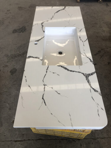 White Quartz Vanity Tops | Quartz Stone Vanity Top with Sink